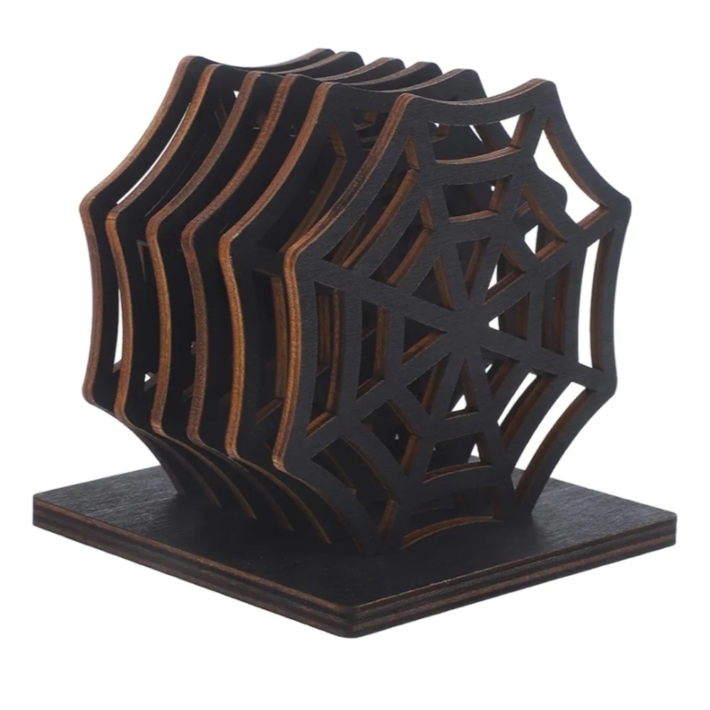 Spider Web Wooden Coaster Set